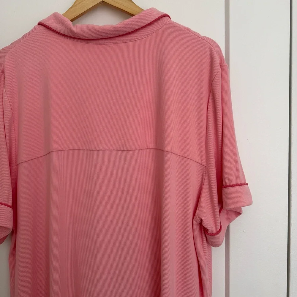 NWT - Cozy Earth - Bamboo Rib-Knit Classic Short Sleeve Pajama Top - Tulip